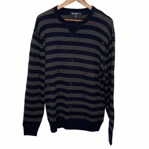 Daniel Cremieux Kensington Street merino wool gray blue stripe sweater